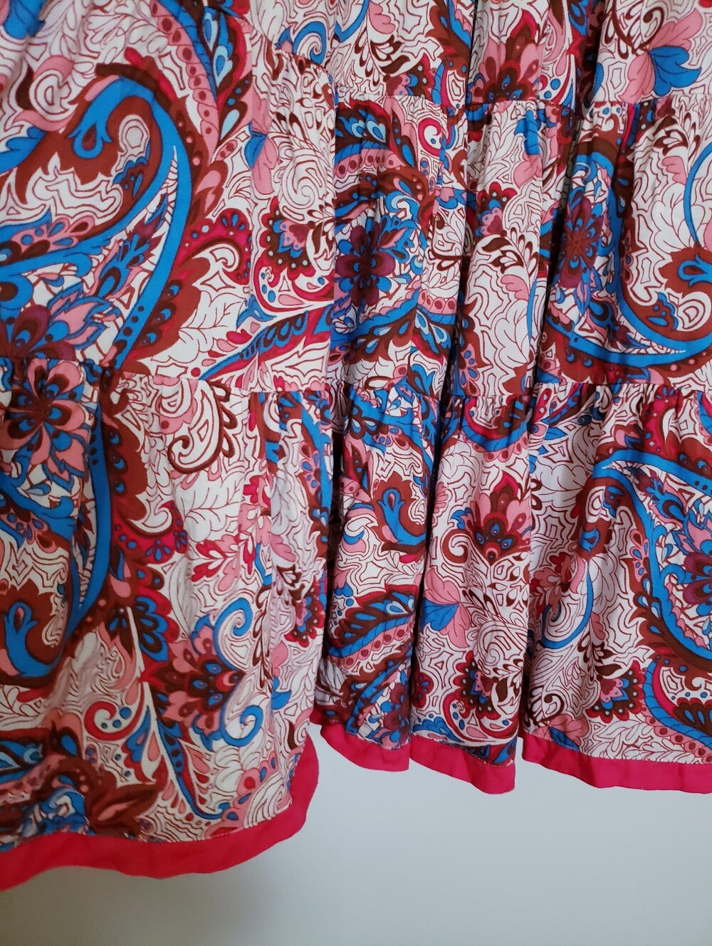 Soft Surroundings Pink Blue Paisley Print Tiered Maxi Dress - Picture 12 of 15